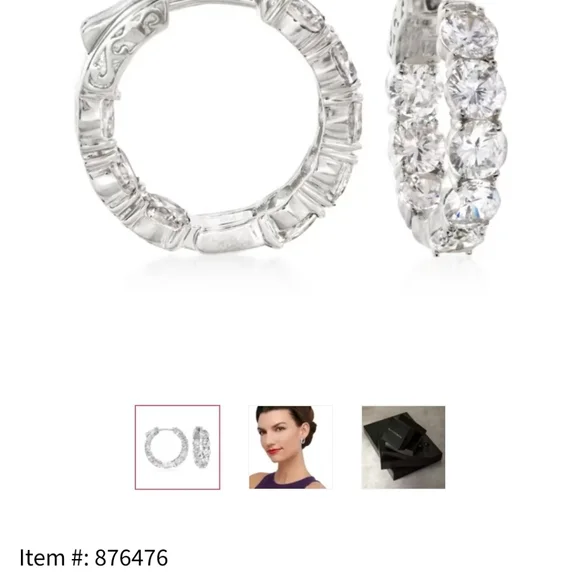 7.00 ct. t.w. CZ Inside-Outside Hoop Earrings in Sterling Silver. 7/8 - Picture 3 of 6